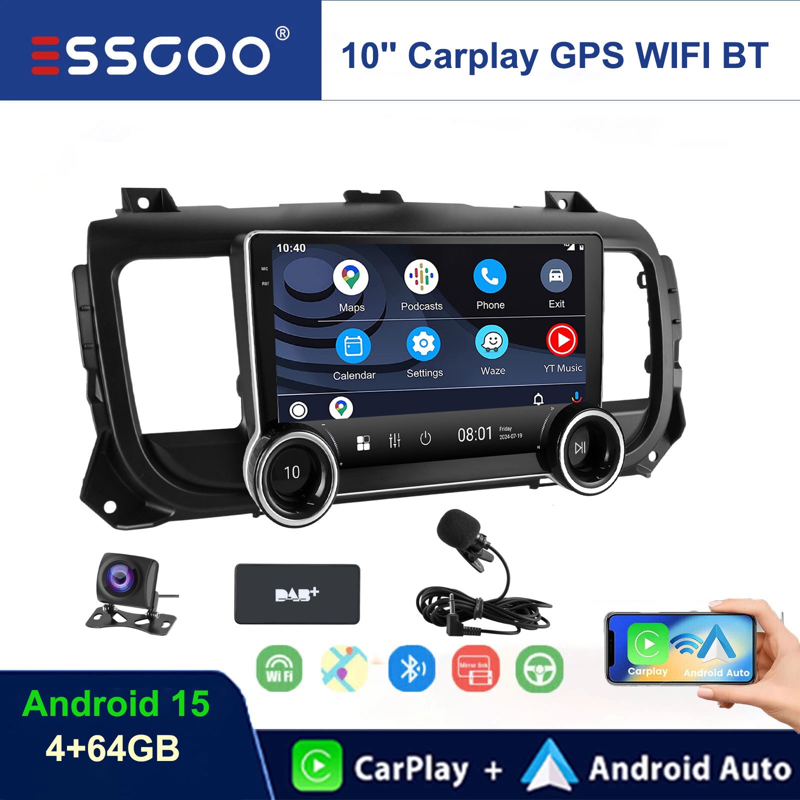 10" Car Stereo Radio DAB+ For Peugeot Expert Toyota Proace WiFi GPS BT FM+Camera