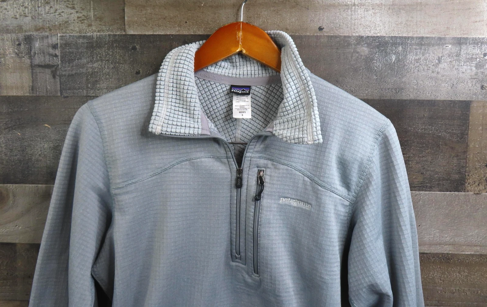 Patagonia R1 Pullover Mens Small Gray 1/4 Zip Grid Fleece Regulator Base Layer