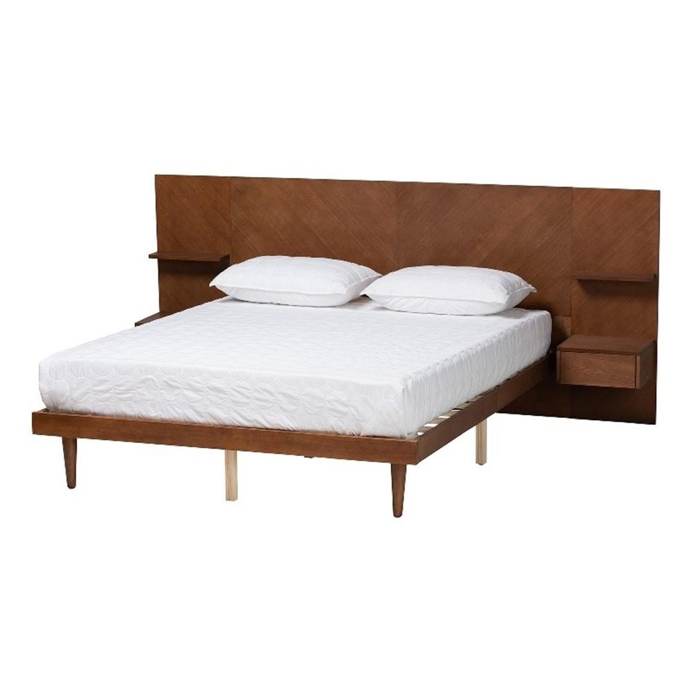 Baxton Studio Graham Ash Wood Queen Platform Storage Bed wit