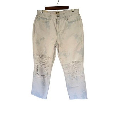 LAGENCE Adele High Rise Crop Stove Pipe Jeans Bleached Distressed Size 29 New