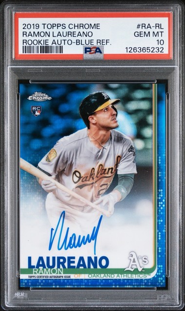 2019 Topps Chrome Ramon Laureano #RA-RL Blue Refractor Rookie Auto /150 PSA 10