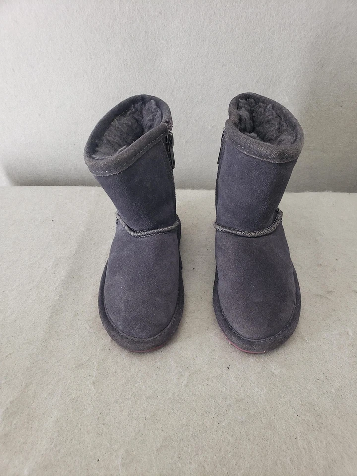 Bearpaw Botas Niñas Niño Pequeño 7 Gris Imitación Gamuza Imitación Piel Invierno Cremallera Cálidos Zapatos Foto 2 de 4