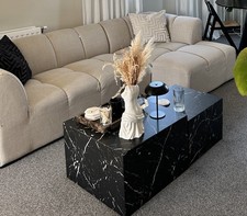 Jysk 3 Seater Sofa Beige And Coffee Table Black