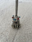 Vintage Afghan Middle Eastern Necklace Pendant Bells Coral Turq Silver Tone — photo 1