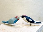 OOAK Carved Wood Bird 2 Figurines Hand Painted Artisan Dollhouse Miniature 1:12 — photo 1