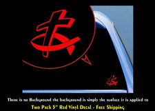 2 Pack Cross Fish Religious Christian Red Vinyl Decal Car Truck Windows laptop