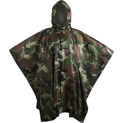 Camouflage Rain Poncho Waterproof 210T Ripstop Hooded Raincoat for Hunting Ca...