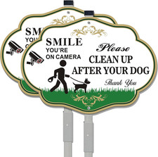Clean up after Your Dog Sign with Stake -2 Pack, 10 X 14 Inches Rust Free Alumin
