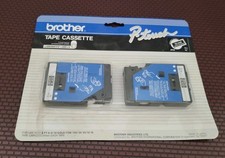 Brother TC-34Z 3/8 In. White on Black P-Touch Tape Cassette 2Pk Laminated Labels