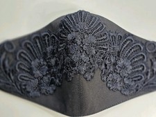 Face Mask washable Reusable 100 cotton lining fancy Hand Made Laces w/Filter