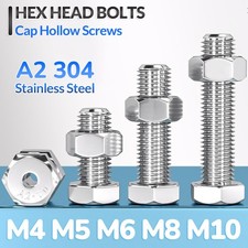 Hex Head Bolts Cap Hollow Screws Without Nuts A2 Stainless Steel M4 M5 M6 M8 M10