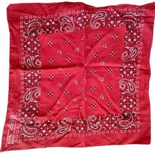 Vintage Paris Accessories Red Paisley Hanky Bandana Handkerchief Cotton USA
