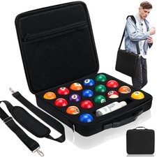 Pumtus Pool Ball Carrying Case, Billiard Balls Storage Bag with Medium, Black