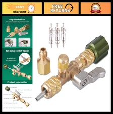HVAC Valve Core Removal Tool - AC Schrader Valve Tool with Dual Size Brass Adapt