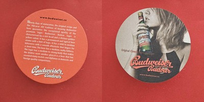 Budweiser Budvar - Ninety days . - Brauerei Bierdeckel Bier