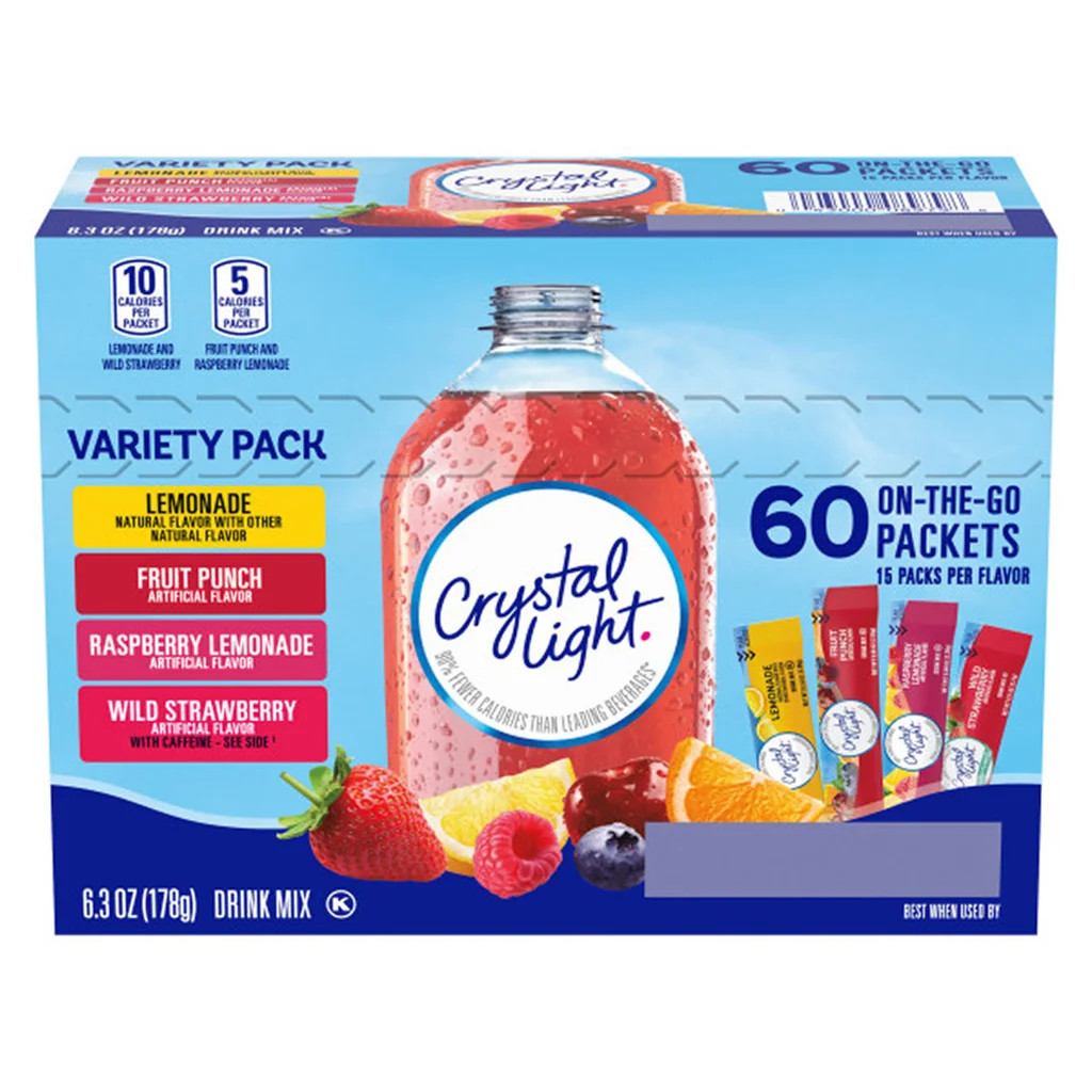3-Pack Crystal Light, On The Go Variety Pack, 60-count