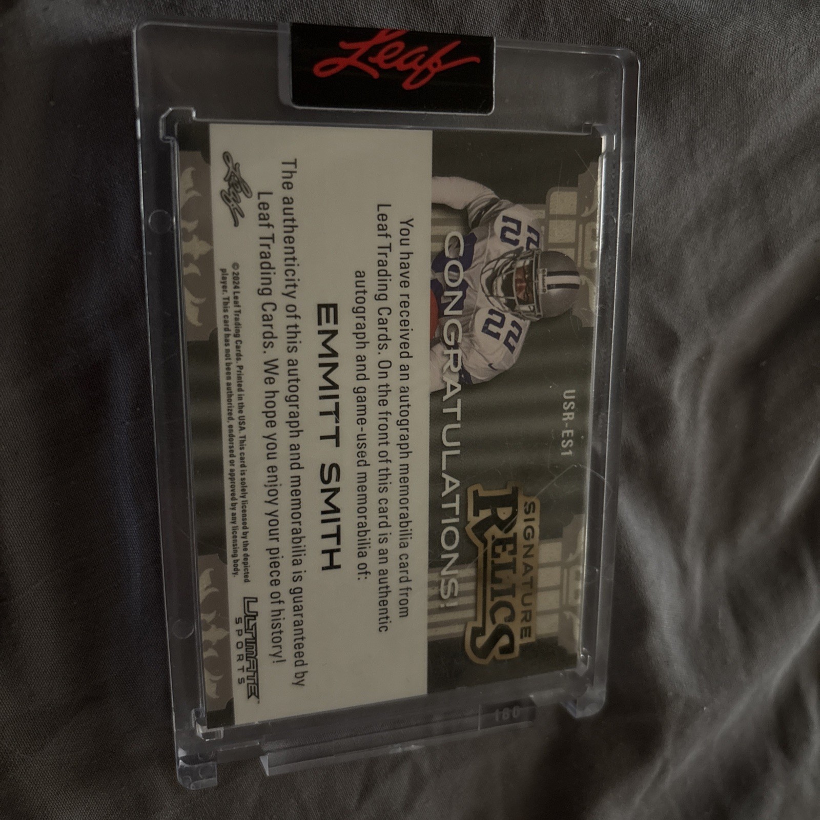 Leaf Signature Relics. Emmit Smith 5 Patch Game Worn With Auto!! Numbered 12/20 view 2