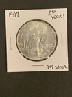 Vintage 1987 American Silver Eagle $1 Coin: 2nd Year Of ASE Series .999 Silver