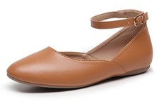 VenusCelia Women's Serenity Strap Flats Shoe 8.5 Tan Pu
