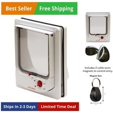 4-Way-Locking Electromagnetic Cat Flap 254 - Exclusive Entry Collar Magnet Op...