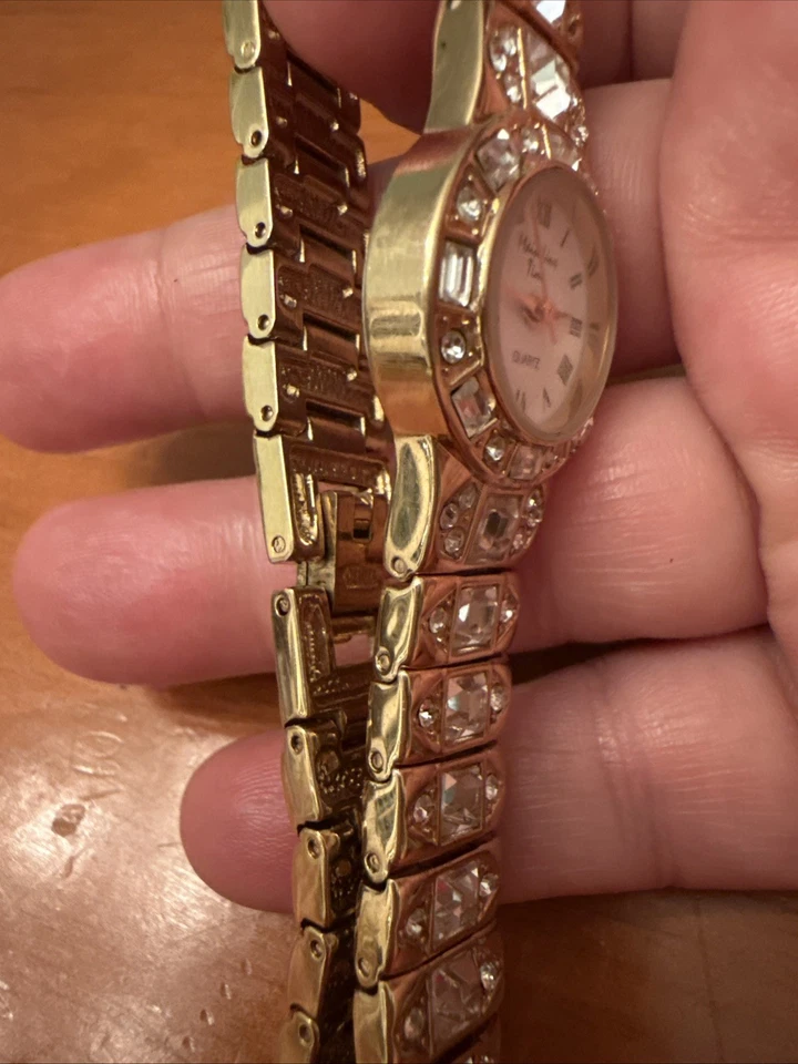 Reloj Mujer Main Line Time Corte Princesa Cristal TONO DORADO Japón Mvmnt. Foto 2 de 4