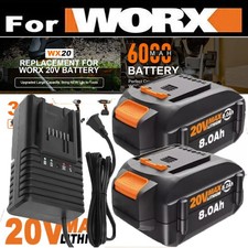 2PACK For Worx WA3575 20V PowerShare 8.0 Ah Battery / Charger 20 Volt WA3520