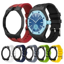 Carbon Fiber Case Silicone Strap For Swatch X AP Royal Pop Pocket Watch Mod Kit