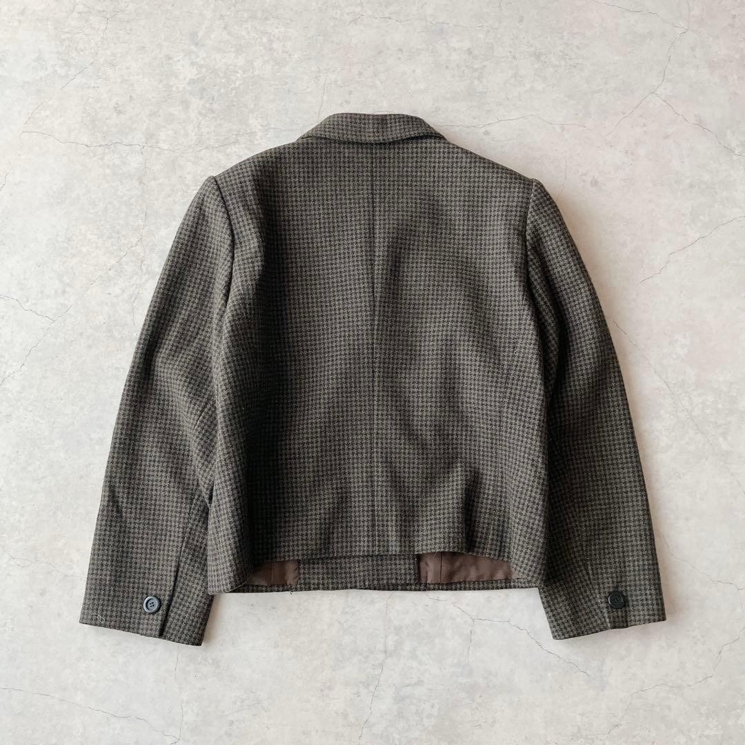Christian Dior Jacket 90s Double Breasted Short Length Brown Houndstooth thumbnail 2