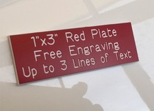 1"x 3" Name Plate Art-Trophies--Taxidermy-Flag case-Free ENGRAVING RED plate