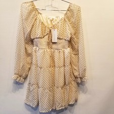 By the River Peasant Dress Long Sleeve Polka Dot Dress  Size M