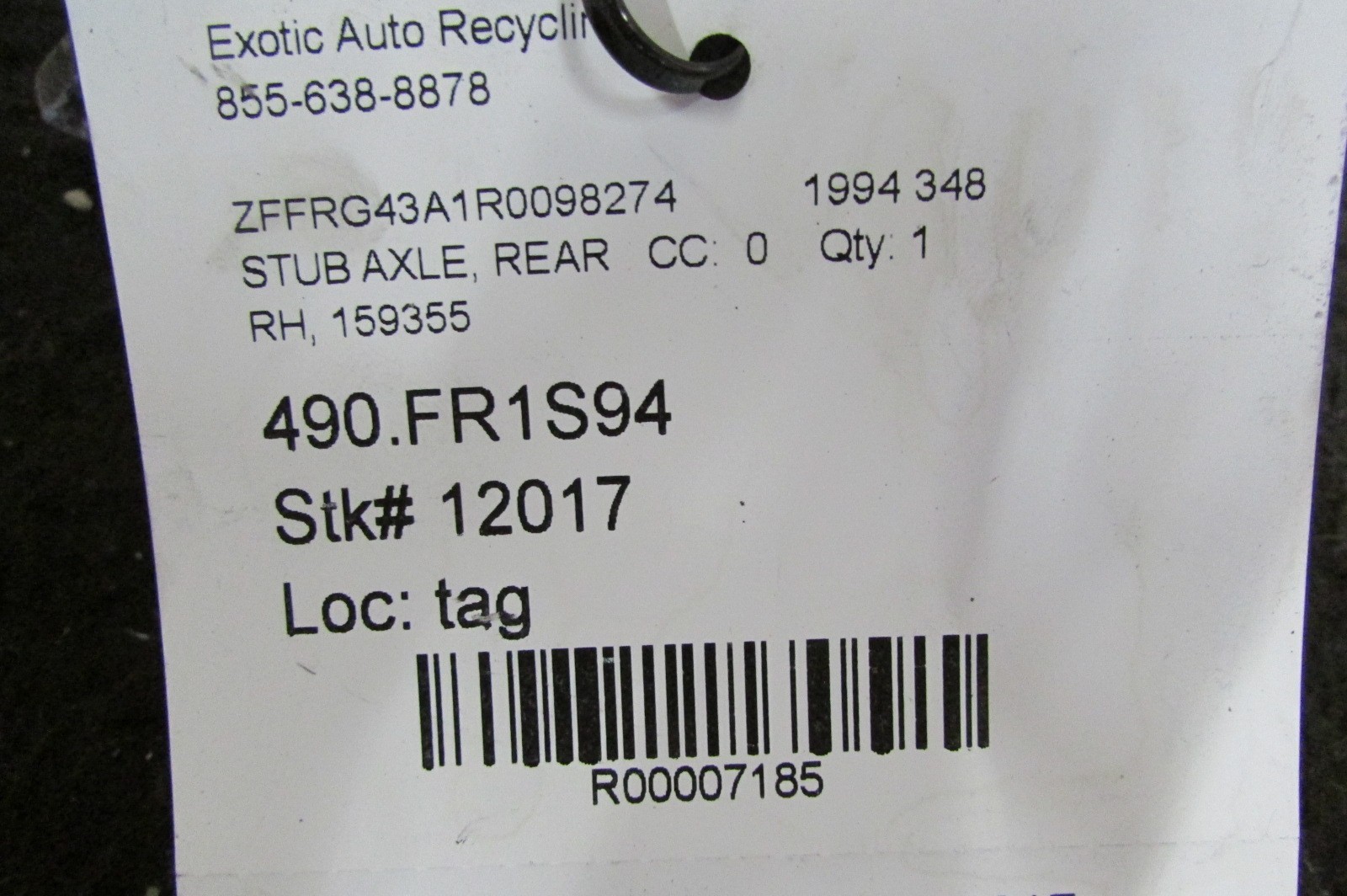 Ferrari 348 RH, Right Rear Knuckle w/Out Hub, Used, P/N 159355
