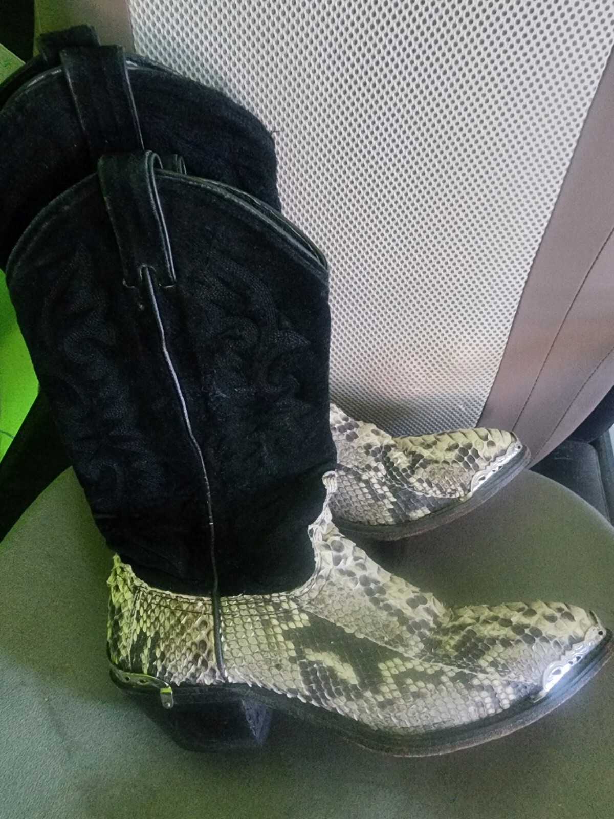 ~US 7~ GENUINE LEATHER SNAKESKIN PYTHON COWGIRL B… - image 2