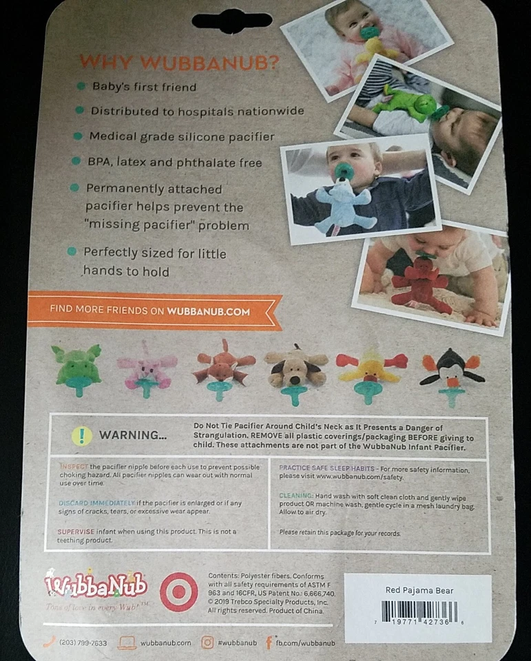 Chupete WubbaNub Rojo PJ Bebé Oso Copo de Nieve Navidad Vacaciones Foto 2 de 2