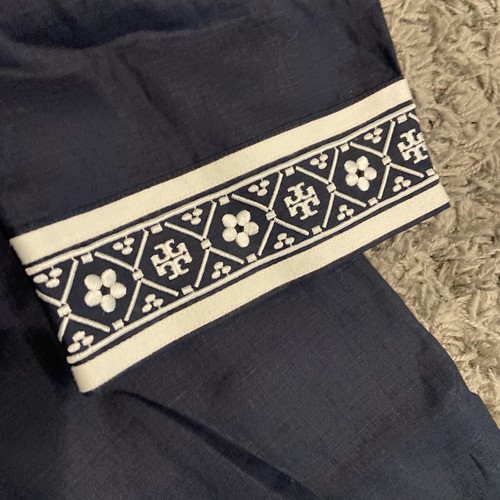 Tory Burch NEW Tory Linen Tunic In Navy White Size XL $275.00 - Picture 15 of 16