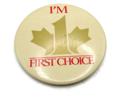 I'm First Choice Logo Button Cream & Red Lettering