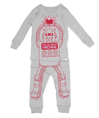 NWT GAP Baby Boys Love Machine Sleep Set 2 Pc Pajama Set (12-18 Months) Gray