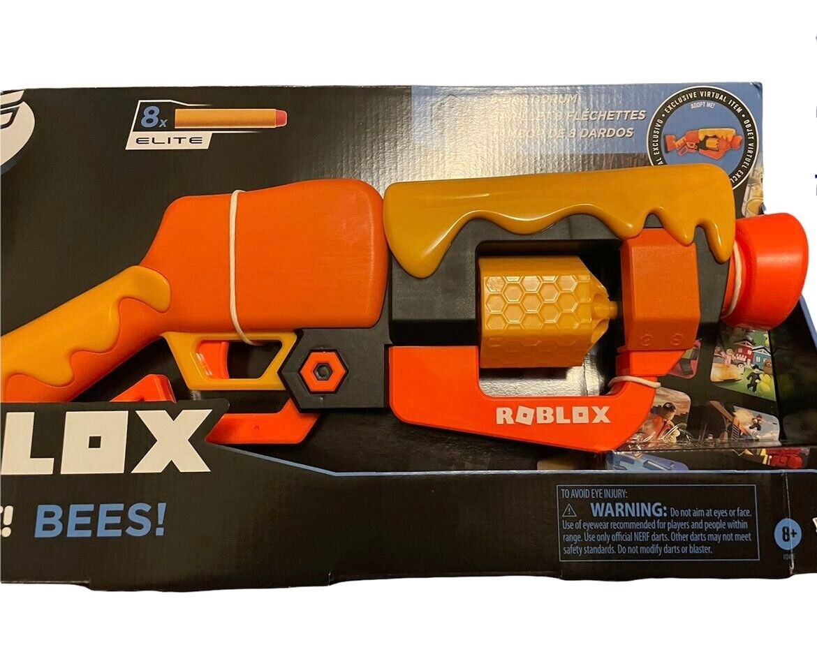 Nerf Roblox Adopt Me! BEES! Lever Action Blaster Gun with Rotating 8-Dart  Drum