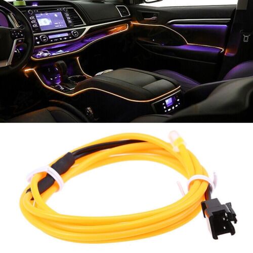 2meter LED Car Interior Decorative Atmosphere Wire Strip Light Accessorie Yellow - Afbeelding 1 van 8