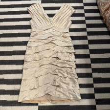 Adrianna Papell | Dresses | Adrianne Papell Champagne Tiered Ruffle Cocktail Dre