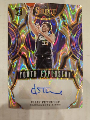 23-24 Select Filip Petrusev YE-PET Red Flash Prizm Auto Youth Explosion RC /15 