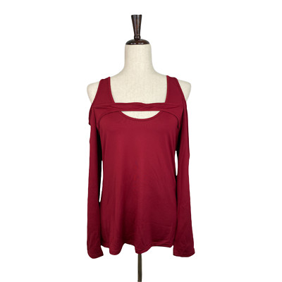 YOINS Women's Maroon Long Sleeve Cold Shoulder Top Size Large (12)  B76