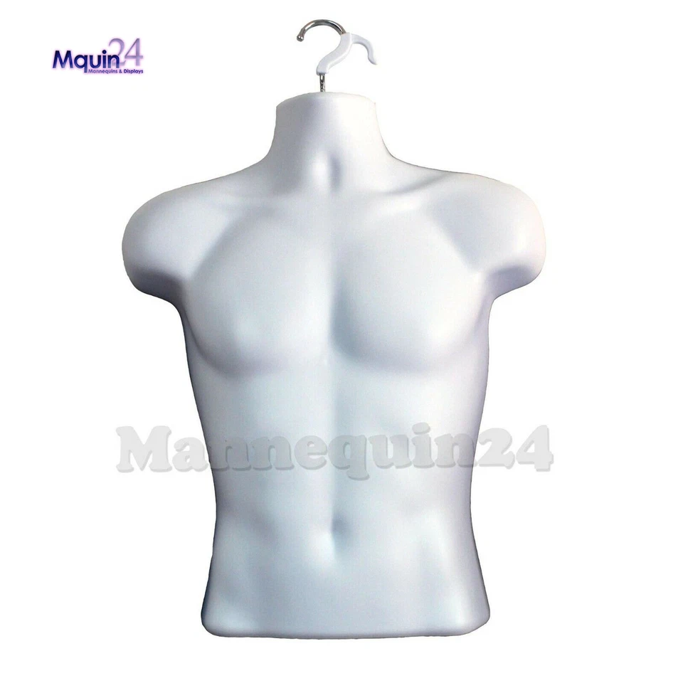 20 Pack Torso Mannequin Body Form White Male w/Hooks - Men Hanging Dress Display - Image 3 of 4