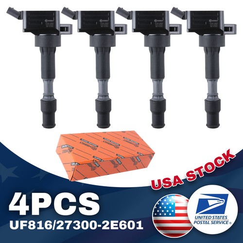 27300-2E601 Ignition Coil Packs (4 Pcs), Compatible with 2015-2020 Kia Forte/Optima, Hyundai Elantra/Kona/Sonata 2.0L & More Replaces# UF816