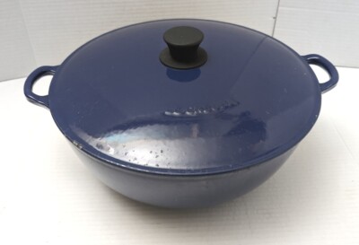 Le Creuset #32 Blue Cast Iron Braiser Pan With Lid 12.5” Excellent