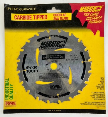 CIRCULAR SAW BLADE 6 1/2'' CARBIDE 20 TOOTH Irwin Marathon 14020 - NOS