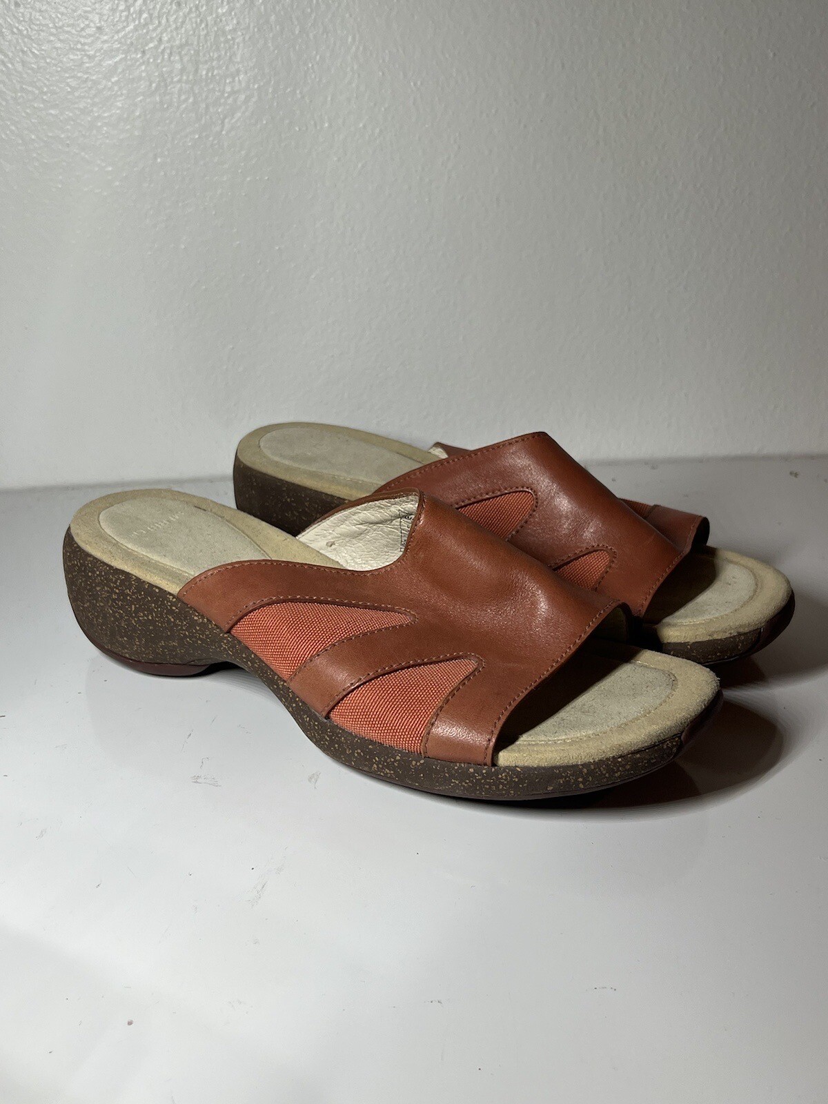 Sandali da donna Merrell meridiana rossa argilla slip on tacchi a zeppa taglia 10