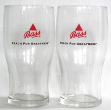 Bass, Reach for Greatness, beer, brewery, 20 oz. tulip pint glasses,  set of 2