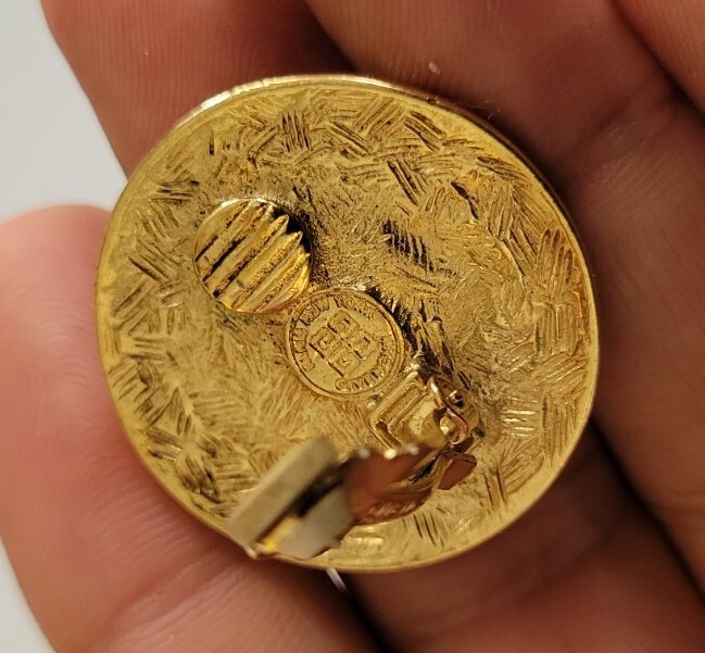 Givenchy Signed Statement Earrings Clip Gold Coin… - image 5