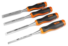 WEN CH4010 Short Blade Wood Chisel Set with Carbon Steel Blades, 4 Piece