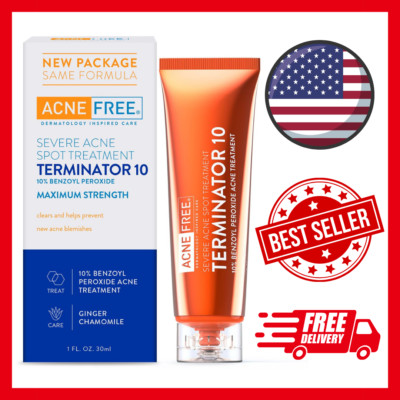 AcneFree Terminator 10 Acne Spot Treatment - 1 Ounce - Maximum Strength 10% Benz
